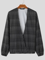 Load image into Gallery viewer, Mens Polka Dot Deep V-Neck Long-Sleeve Cardigan SKUK82632
