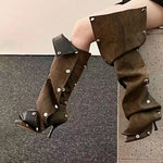 Load image into Gallery viewer, Pointed Toe Buckle Stiletto Removable Boots
