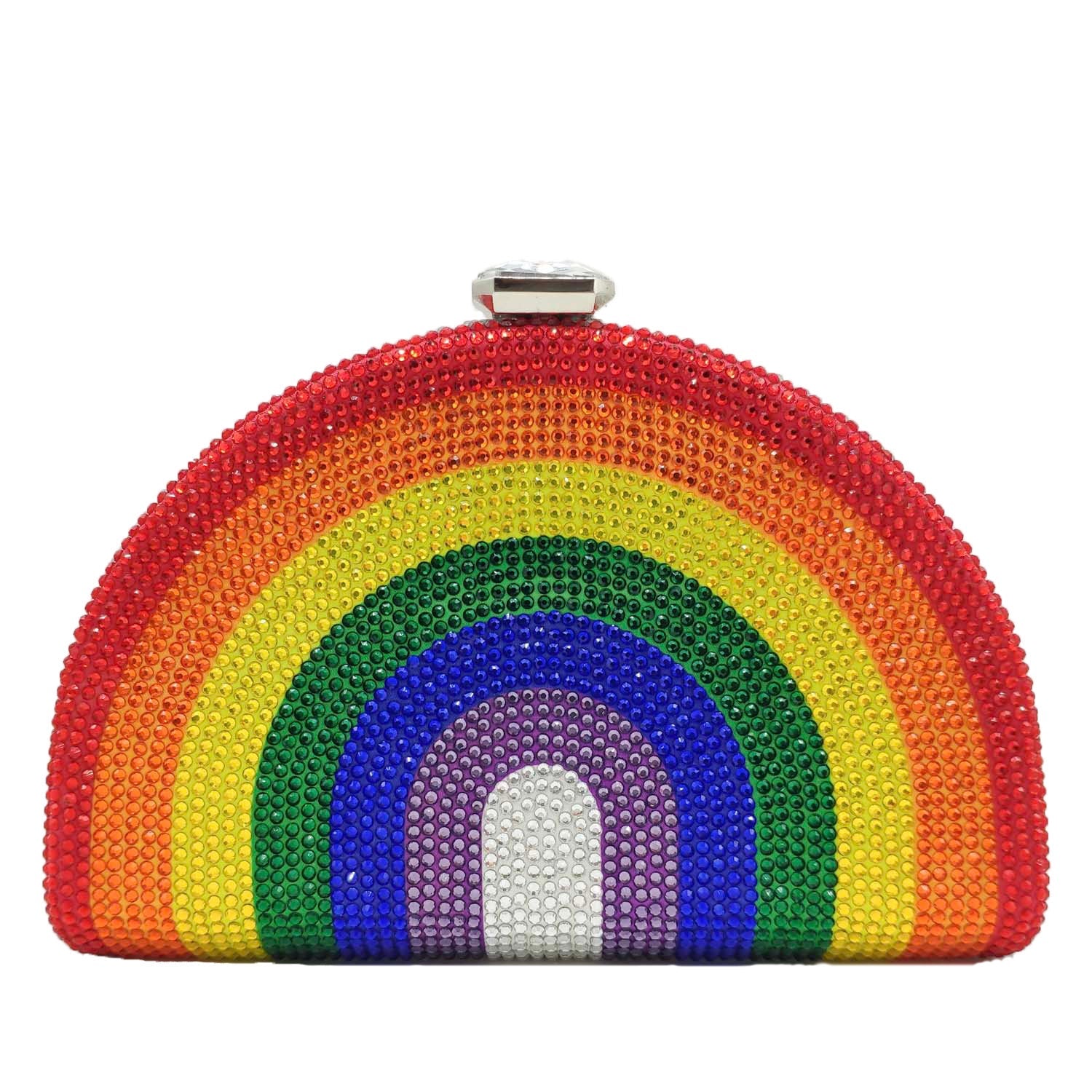 Rainbow Rhinestone Semi-circular Handbag