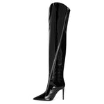 Load image into Gallery viewer, Patent Leather Zipper Over The Knee Stiletto Boots
