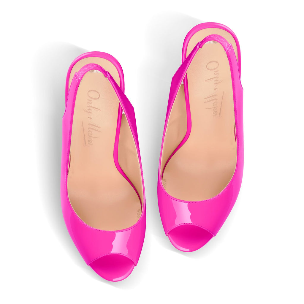 Peep Toe Platform Slingback Rose Red Sandals