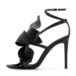 Load image into Gallery viewer, Flower Round Toe Ankle Strap Stiletto Sandals
