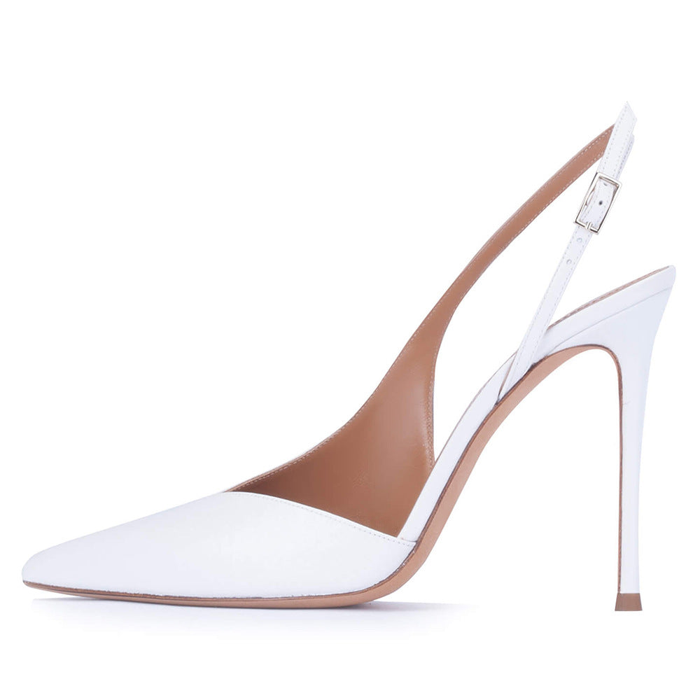 Pointed Toe Side Cut Stiletto Slingback Pumps