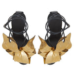 Load image into Gallery viewer, Flower Round Toe Ankle Strap Stiletto Sandals
