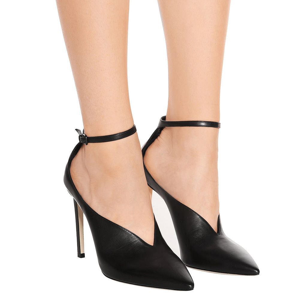 Pointed Toe Ankle Strap Stiletto Pumps