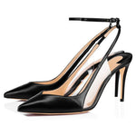 Load image into Gallery viewer, Pointed Toe Clear Ankle Strap Slingback Pumps
