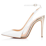 Load image into Gallery viewer, Pointed Toe Clear Ankle Strap Slingback Pumps
