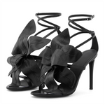 Load image into Gallery viewer, Flower Round Toe Ankle Strap Stiletto Sandals
