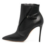 Load image into Gallery viewer, Pointed Toe Buckle Strap Stiletto Ankle Boots
