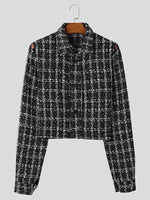 Load image into Gallery viewer, Mens Plaid Hollow Out Shoulder Long-Sleeve Shirt SKUK81205
