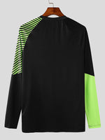 Load image into Gallery viewer, Mens Line Print Color Block Long Sleeve T-Shirt SKUK82211
