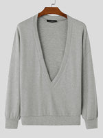 Load image into Gallery viewer, Mens Solid Color Deep V-Neck Long-Sleeve Sweater SKUK78592
