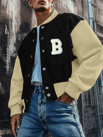 Load image into Gallery viewer, Mens Letter Print Color Block Patchwork Baseball Jacket SKUK82209
