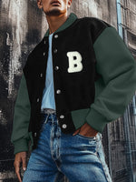 Load image into Gallery viewer, Mens Letter Print Color Block Patchwork Baseball Jacket SKUK82209
