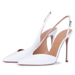 Load image into Gallery viewer, Pointed Toe Side Cut Stiletto Slingback Pumps
