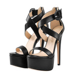 Load image into Gallery viewer, Round Toe Platform Buckle Ankle Strap Stiletto Sandals
