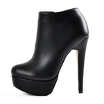 Load image into Gallery viewer, Black Platform Zipper Stiletto Ankle Boots
