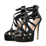 Load image into Gallery viewer, Satin Gladiator Platform Ankle Strap Stiletto Sandals
