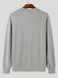 Mens Solid Color Deep V-Neck Long-Sleeve Sweater SKUK78592