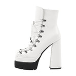 Load image into Gallery viewer, Double Platform Side Zipper Lace-up Ankle Boots
