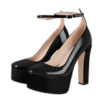 Load image into Gallery viewer, Platform Chunky Heel Ankle Strap Pink Pumps
