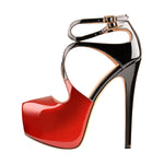 Load image into Gallery viewer, Platform Pointed Toe Cross Straps Ankle Buckle Stiletto Pumps
