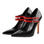 Load image into Gallery viewer, Pointed Toe Buckle Strap Patent Leather Stiletto Pumps
