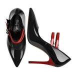 Load image into Gallery viewer, Pointed Toe Buckle Strap Patent Leather Stiletto Pumps
