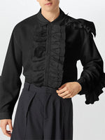 Load image into Gallery viewer, Mens French Ruffle Design Long-Sleeve Shirt SKUK79596
