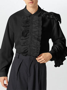 Mens French Ruffle Design Long-Sleeve Shirt SKUK79596