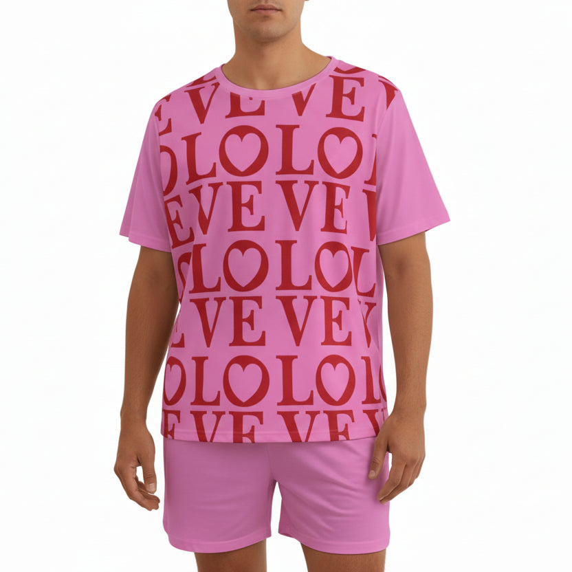 Sissy Men "Love" Soft-Touch Pajama Set With Shorts