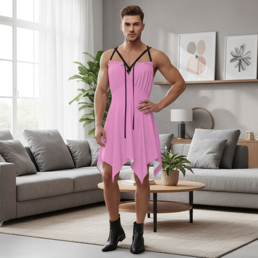 Pink Slip Dress for Sissy Man