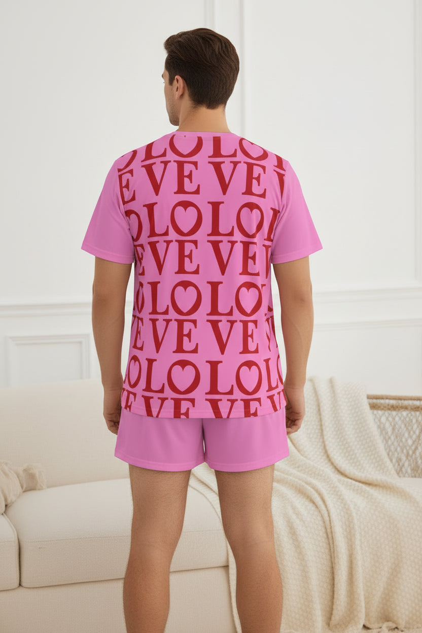 Sissy Men "Love" Soft-Touch Pajama Set With Shorts