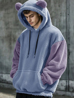 Load image into Gallery viewer, Mens Bear Ear Color Block Patchwork Long Sleeve Hoodie SKUK82407
