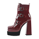 Load image into Gallery viewer, Double Platform Strap Buckle Ankle Boots
