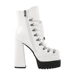 Load image into Gallery viewer, Double Platform Side Zipper Lace-up Ankle Boots
