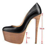 Load image into Gallery viewer, Rounde Toe Platform Wood Grain Stiletto High Heels Pumps
