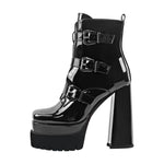 Load image into Gallery viewer, Double Platform Strap Buckle Ankle Boots
