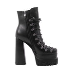 Load image into Gallery viewer, Double Platform Side Zipper Lace-up Ankle Boots
