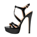 Load image into Gallery viewer, Platform Stilettos Open Toe Ankle Strap Crisscross Sandals
