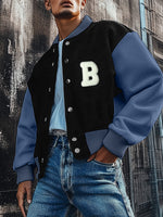 Load image into Gallery viewer, Mens Letter Print Color Block Patchwork Baseball Jacket SKUK82209
