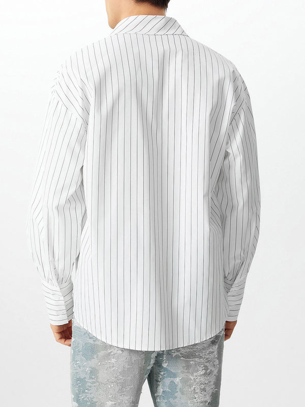 Mens Striped Bow Tie Long Sleeve Shirt SKUK80428