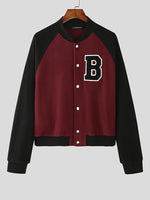 Load image into Gallery viewer, Mens Street Fashion Letter Patchwork Baseball Jacket SKUK81857
