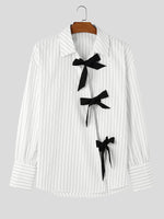 Load image into Gallery viewer, Mens Striped Bow Tie Long Sleeve Shirt SKUK80428
