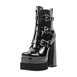 Load image into Gallery viewer, Double Platform Strap Buckle Ankle Boots
