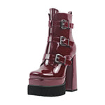 Load image into Gallery viewer, Double Platform Strap Buckle Ankle Boots
