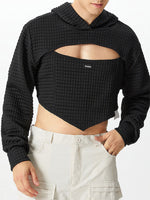 Load image into Gallery viewer, Mens Waffle Knit Cropped Long-Sleeve Hoodie SKUK79539
