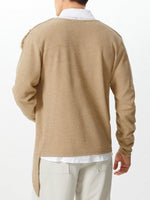 Load image into Gallery viewer, Mens Knitted Fringe Cowl Neck Long Sleeve Cardigan SKUK88160
