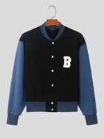 Load image into Gallery viewer, Mens Letter Print Color Block Patchwork Baseball Jacket SKUK82209
