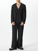 Load image into Gallery viewer, Mens Asymmetrical Placket Striped Two-Piece Outfit SKUK77401
